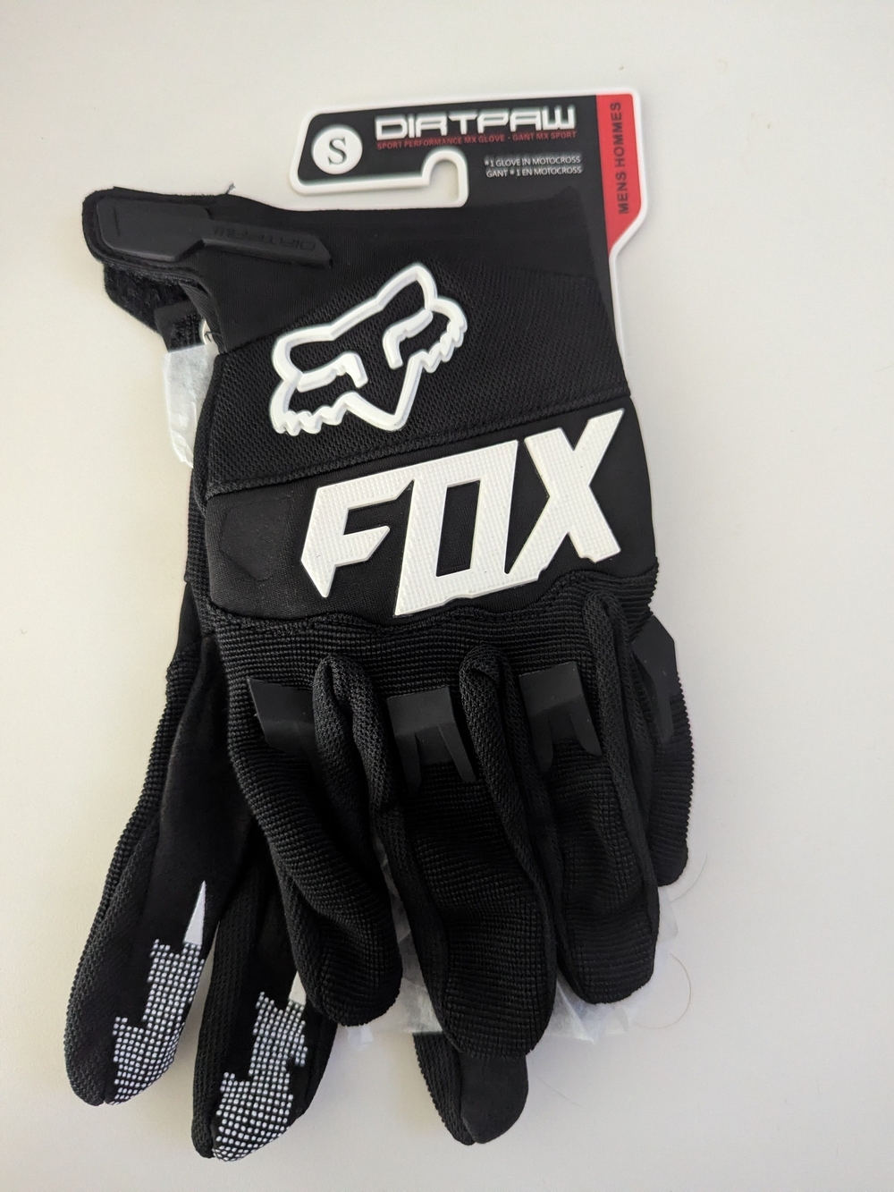 Fox Dirtpaw Black Men's Riding Gloves with White Logo